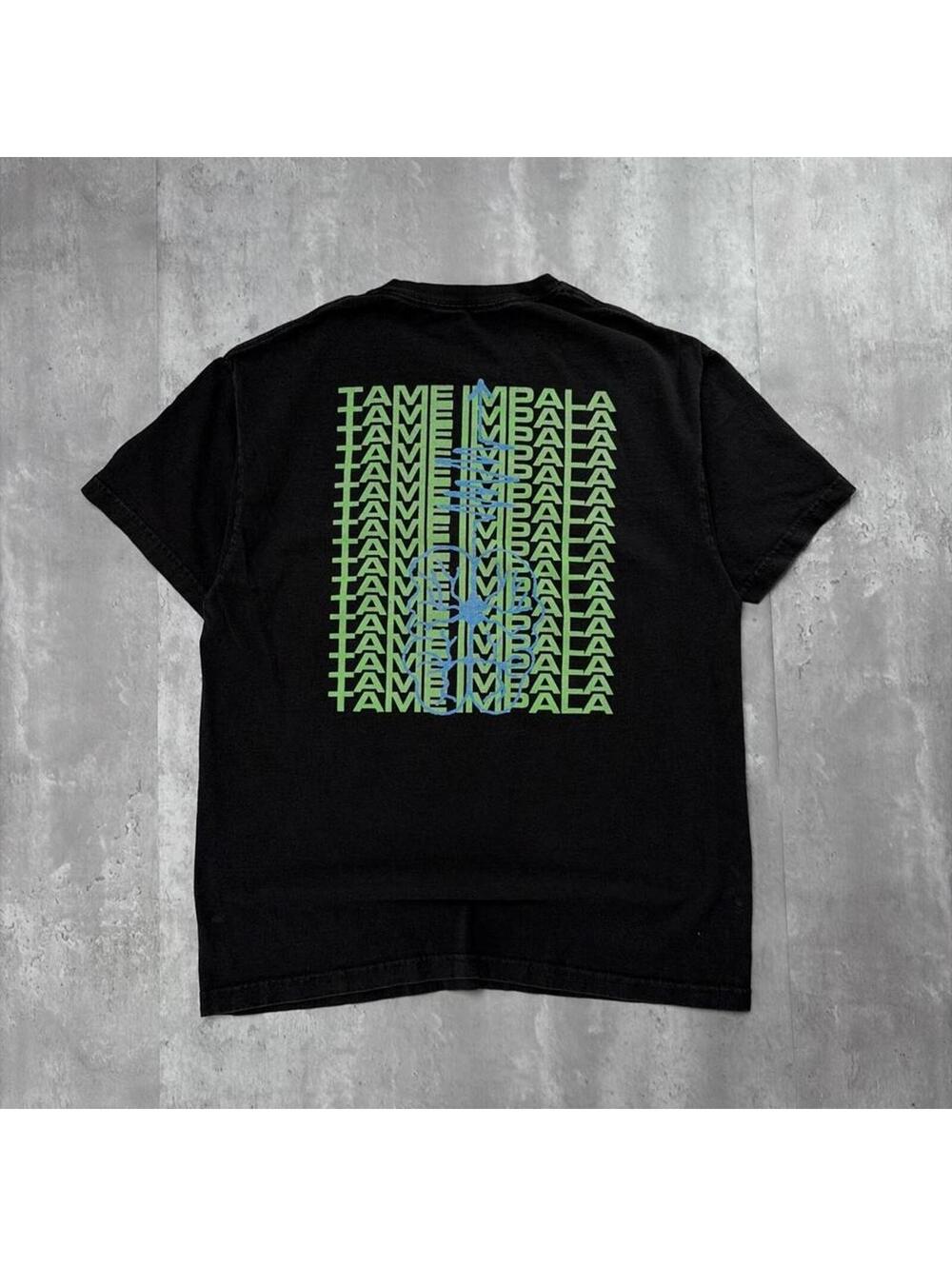 Y2K Black Tame Impala The Slow Rush Tour Hourglass Brain T-Shirt - Picture 2 of 6